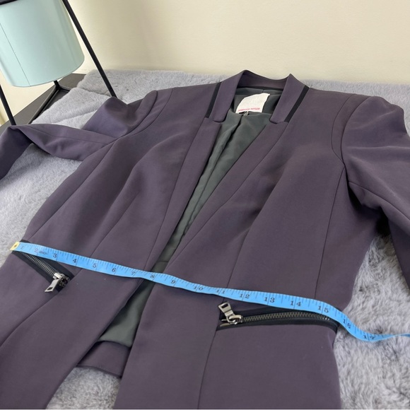 Rebecca Taylor Open Front Silk Blend Peplum Blazer with Zipper Waist Details - Picture 14 of 16